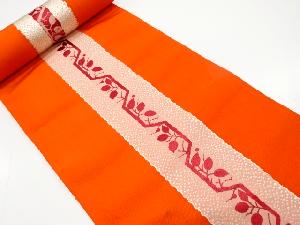 アンティーク　縞に枝葉模様織り出し八寸帯地反物